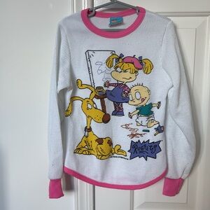 VTG & RARE Rugrats 90s long sleeve shirt kids medium 8-10 waffle Angelica Tommy
